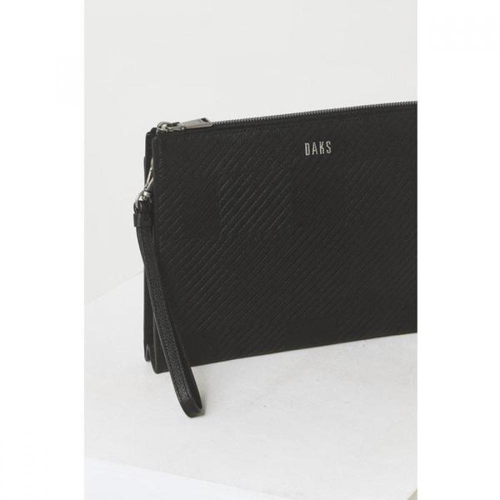 Daks Black Leather Clutch Bag With Check Pattern Dbba2e306bk