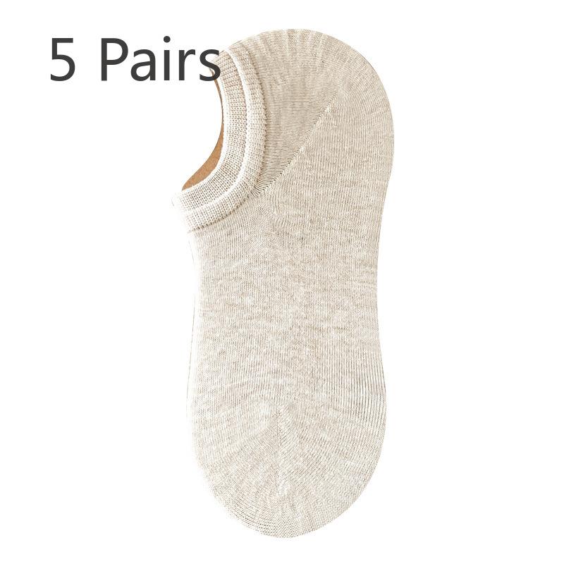 

5 пар женских летних 7A антибактериальных тонких однотонных носков без косточек с легким ворсом 5 Pairs телесный