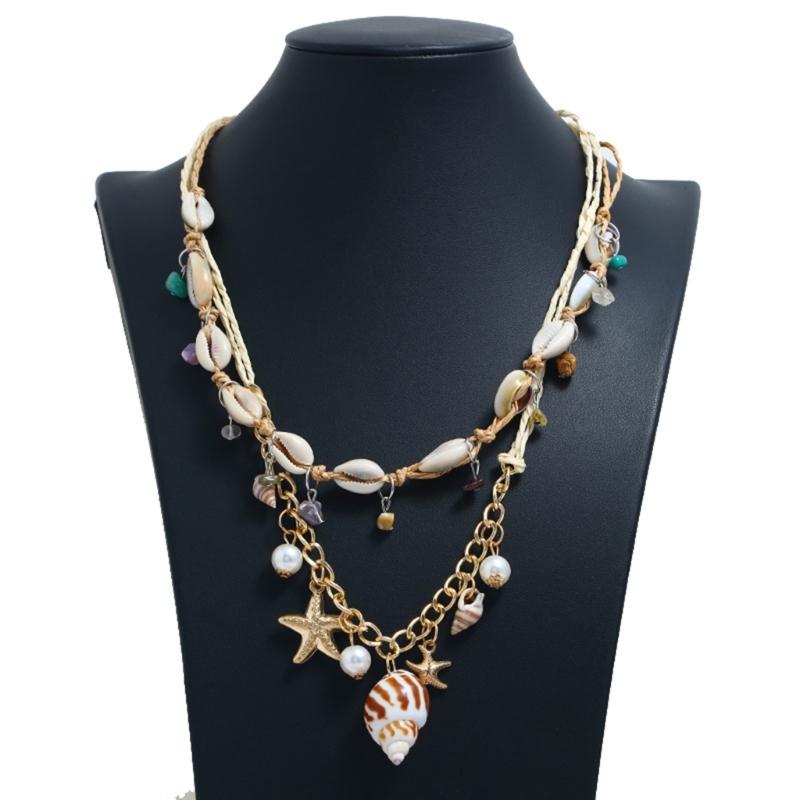 Unique Starfish Shell Choker Necklace for Women Retro Large Conch Collar Necklace Statement Pendant Neck Jewelry Gift