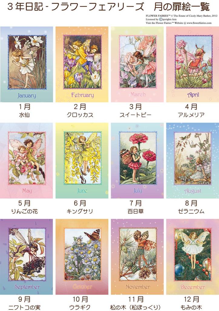 Dear Cars 3-Year Diary, Flower Fairies, No Name Engraving [Continuous Diary] 1320-G04-010