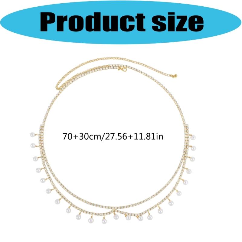 Elegant Two Strand Imitation Pearls Belly Chain With Dangling Fringes For Party And Wedding