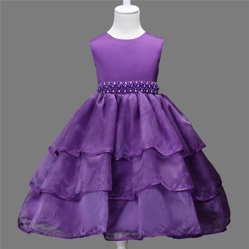 Robe de Mariage de Princesse Fait Main pour Enfants avec Fleurs en Tulle et Ceinture