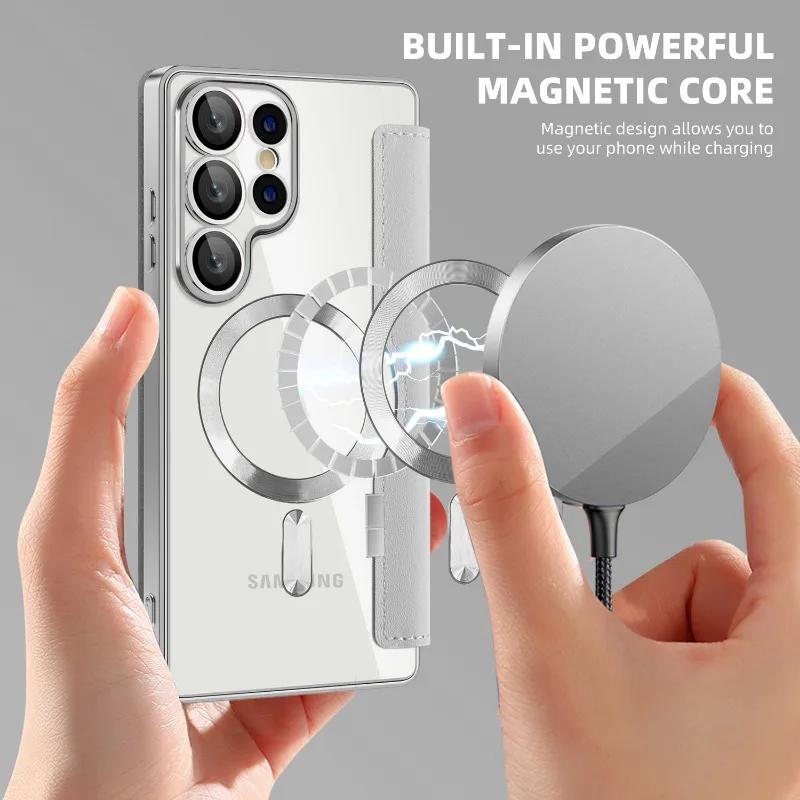 Card Holder Magnetic Leather Case for Samsung Galaxy S25 Ultra S24 Plus S23 FE S22 5G Wireless Charging Shockproof Flip Cover