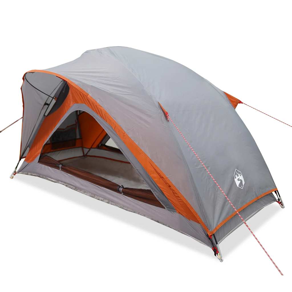 1 Person Camping Tent Gray and Orange Waterproof