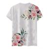 Women's Casual Short Sleeve T-Shirt - Whimsical Sleeping & Birds Floral Print Round Neck Top Spring Summer Fall, Sleeping Clothes Playful Graphic Tee