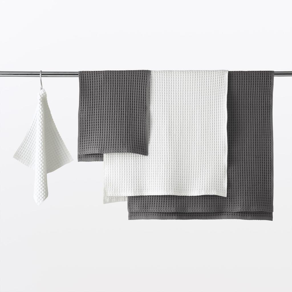 MUJI Waffle Bath Set of 60 x 120 84910029 Towels, 4, cm, Off-White,