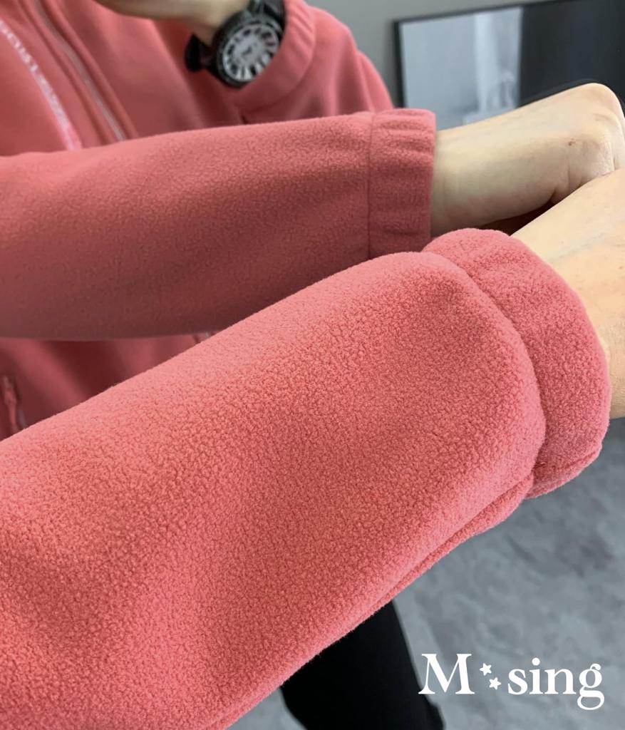 Fleece Jacket with Stand Perfect for Outdoor and and Features Long and Slimming Casual Size M-Sing Women's Full-Zip Collar, Golf, Activities, Fall,