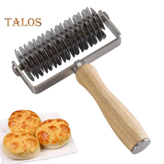 Stalowa kratka do ciasta na pizzę z drewnianym uchwytem, do robienia wzorów siatki na ciasteczka, ciasta, torty