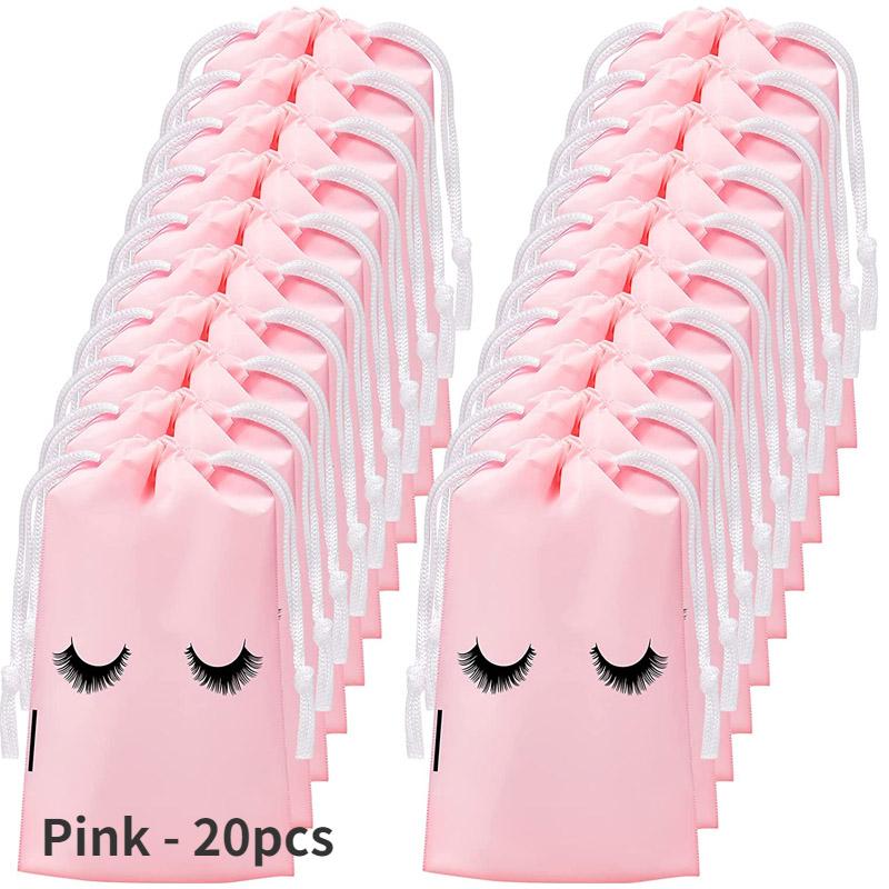 20 Stück Wimpernpflege Aufbewahrungsbeutel mit Kordelzug Wasserdichtes Eva-Kunststoff Reise-Packbeutel Tragbare Kosmetik-Make-up-Tasche