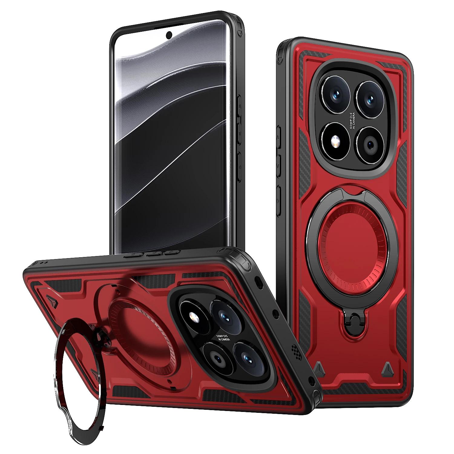 

Для Xiaomi Redmi Note 14 Pro Plus Чехол Военная Броня Ударопрочный 360° Вращающаяся Подставка-Кольцо ТПУ Рамка Пластиковая Крышка Телефона Fundas Redmi Note 14 Pro 5G