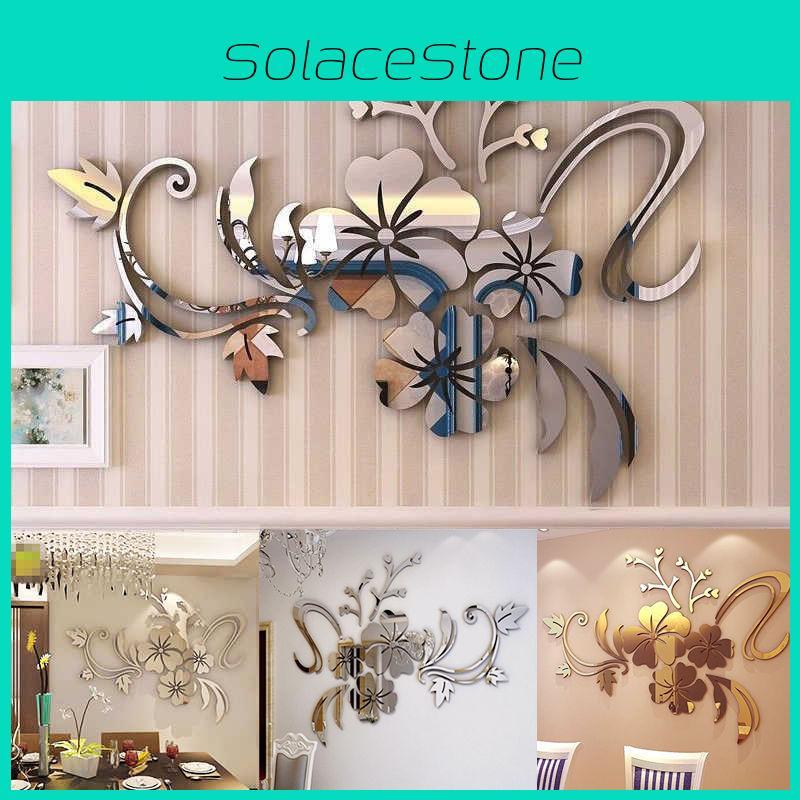 Beautiful Multifunctional 3d Mirror Flower Art Wall Sticker For Living Room Decor