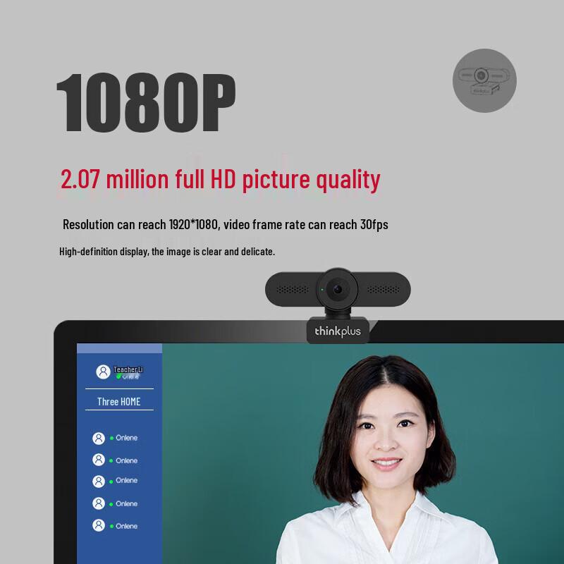 Lenovo ThinkPlus WL22A 1080P USB Webcam with Built-in Microphone (CN version)