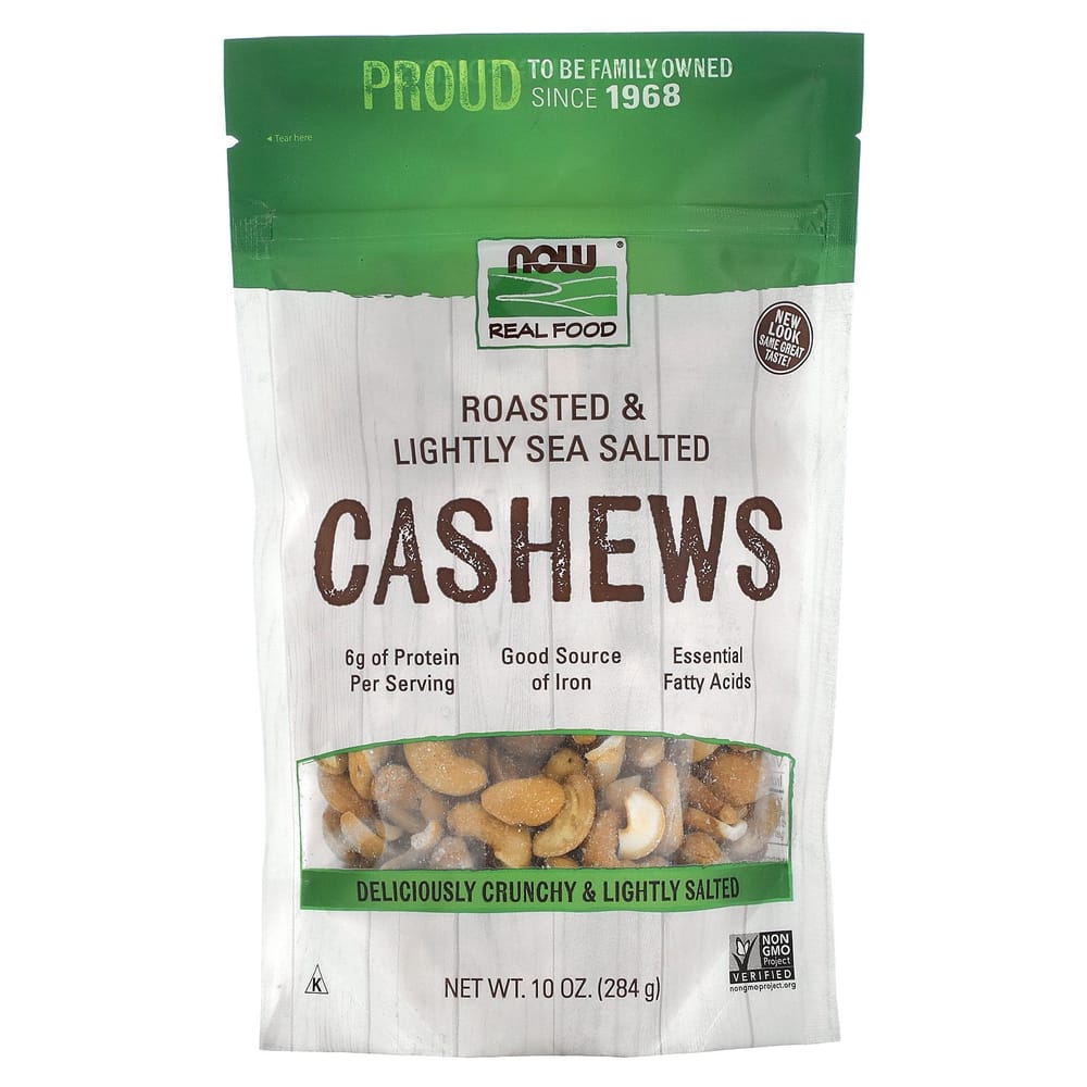 NOW Foods Real Food Lightly Roasted Cashews with Sea Salt 284g (10 oz)