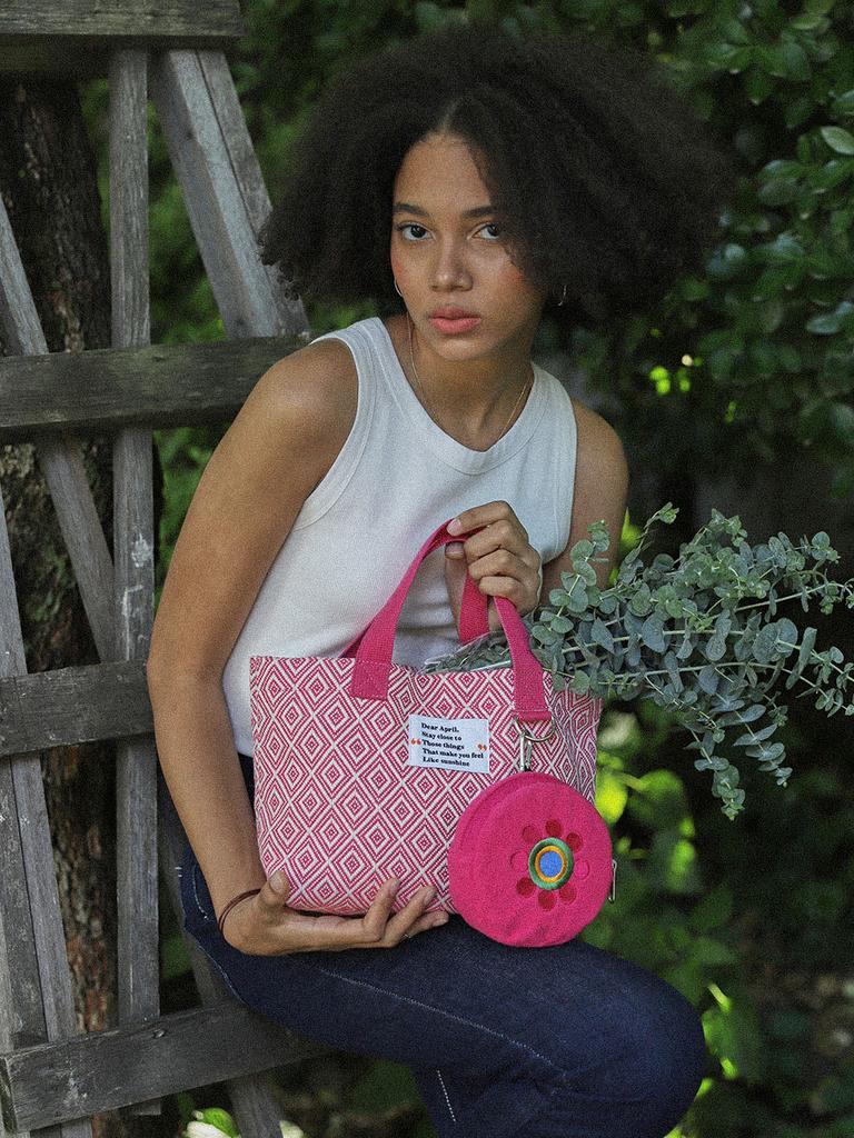 Double Quotes Summer Tote Bag Pink