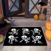 Newest Black Base Dancing Skeleton All Over Print Halloween Doormat Non Slip Front Entrance Decor Floor Rug