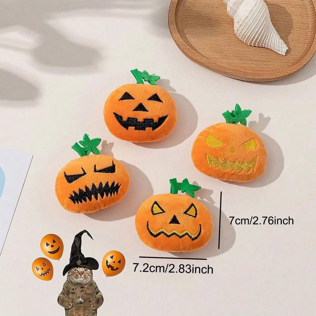 1pc-Halloween Pumpkin Pet Biting Toys Funny Soft Plush Dog Tooth Grinding Ball Can Make Sounds Dog Training Toys Pet Products
