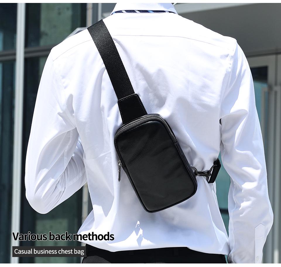 Men's Retro Genuine Leather Crossbody Chest Bag - Trendy Shoulder Bag for Commuting