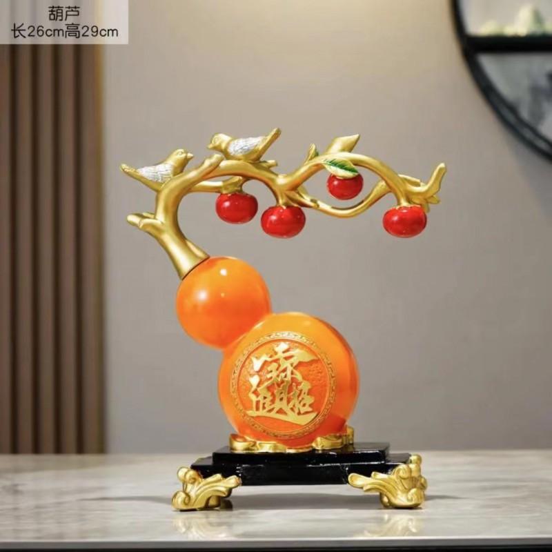 Resin Handcrafted Chinese-Inspired Entryway Cabinet Decor With Gourd Persimmon Motif New Home Gift YY099 Gourd Ornament