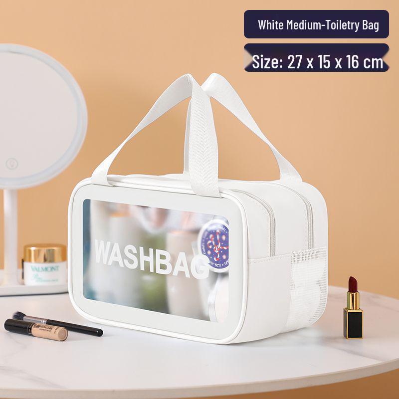 Large Waterproof Frosted Makeup Bag with Wet/Dry Separation, Portable Handheld Design