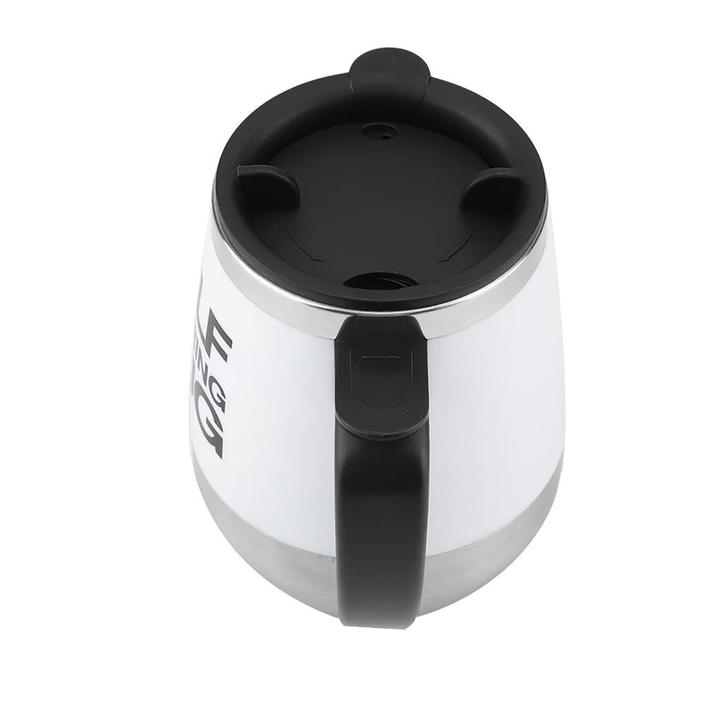 Portable Electric Stainless Steel Self Mixing Cup Magnetic Stirring Coffee Mug White
