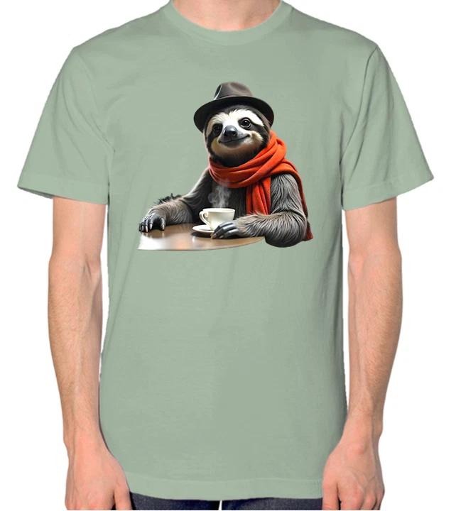 Sloth Drinking A Cup Of Tea T-Shirt Cute Funn Animal Lover Bowler Hat Unisex Top XS