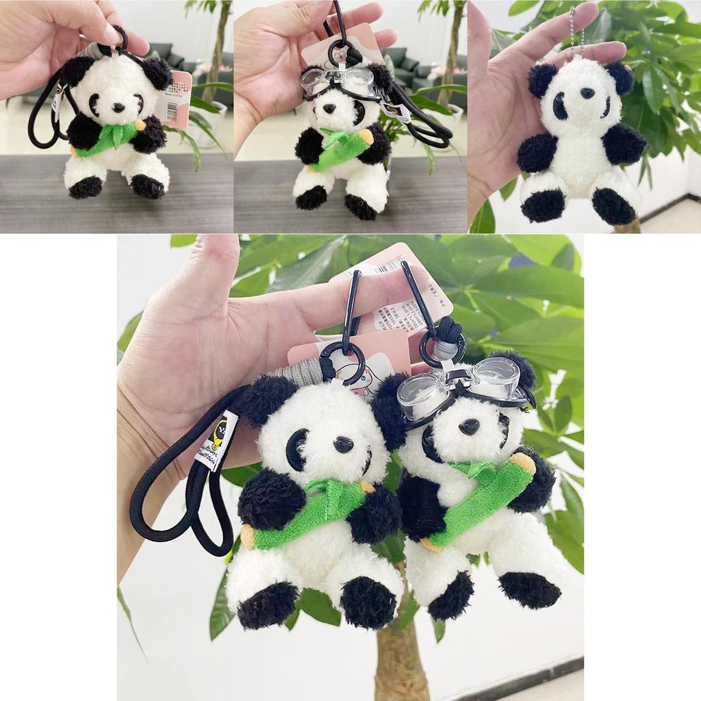 Adorable Plush Panda Keychain Pilot Bear Doll Cute Bag Charm Gift For Kids