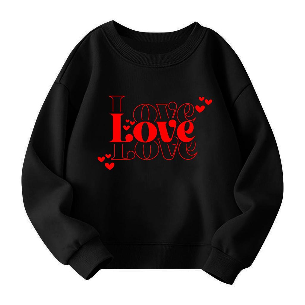 Girls Round Neck Pullovers For Kids Printed Baby Tops Valentine's Day