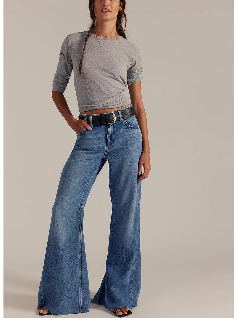 

2025 Women s High-Waist Wide-Leg Jeans - European and American Style Medium синій