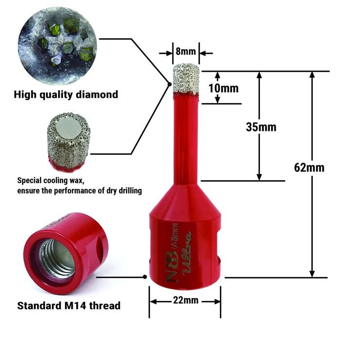 Diamond Drill Bit - Nbb - Nbb Bit - Diameter 6 To 150 Mm - Depth 35 Mm - Dry/wet Drilling