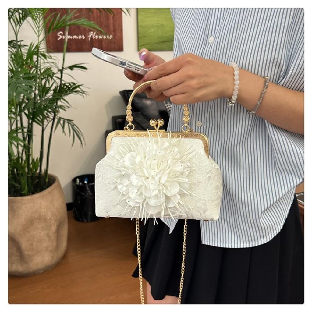 Handbag Women Cloth Flower Chain Strap Evening Wedding