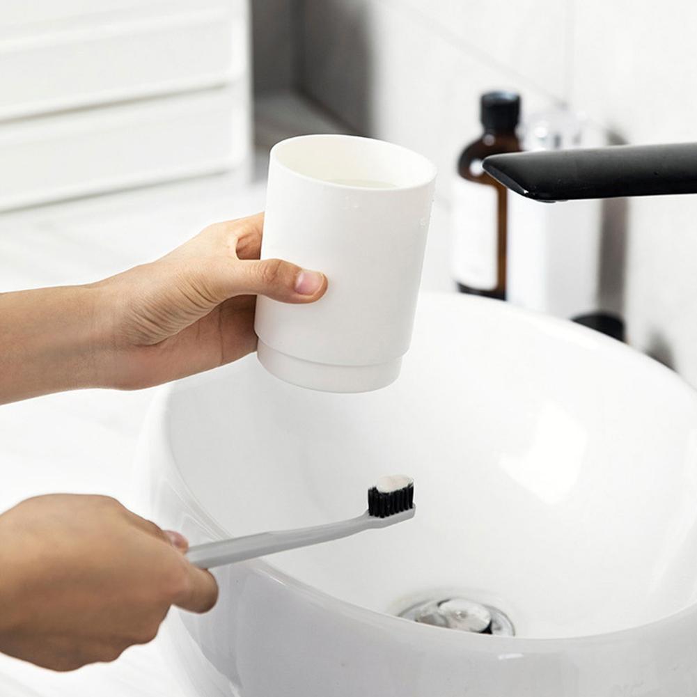 Simple Wall Mounted Mouthwash Cup With Holder Drill-Free Toothpaste Storage Shelf Bathroom Storage Organizer Portable Mouth Wash Cup Suit
