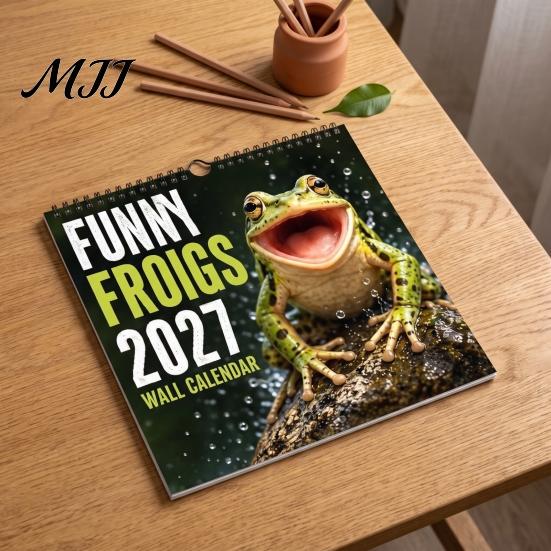 Planner for Students 2027 Funny Frog Wall Calendar, Cute Animal Illustration Monthly Birthday Reminder Tracker Home Office, Mark Important Dates,