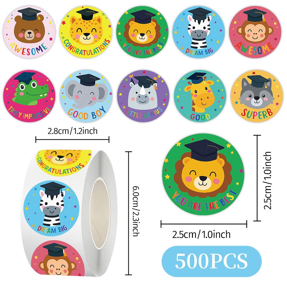 Animal Graduation Reward Stickers: DIY Kids' Stationery, Journal Decoration & Sealing Tape.