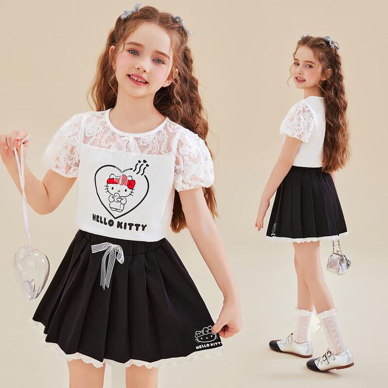 Hello Kitty Girls  Summer Lace-Patch Two-Piece Skirt Set 130