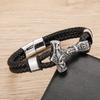 Braided Viking Jewelry Leather Cord Bracelet with Magnetic Clasp Stainless Steel Handmade