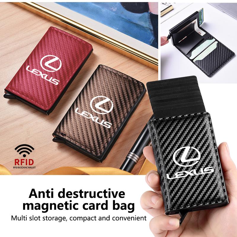 For Lexus Carbon Fiber Car Wallet Anti-theft Anti Magnetic ID Card Credit Card Holder UX250h RX450h RX300 GX470 CT200h RX400h RS1