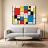 Red Yellow Blue Abstract Grid Artwork For Living Room Decor