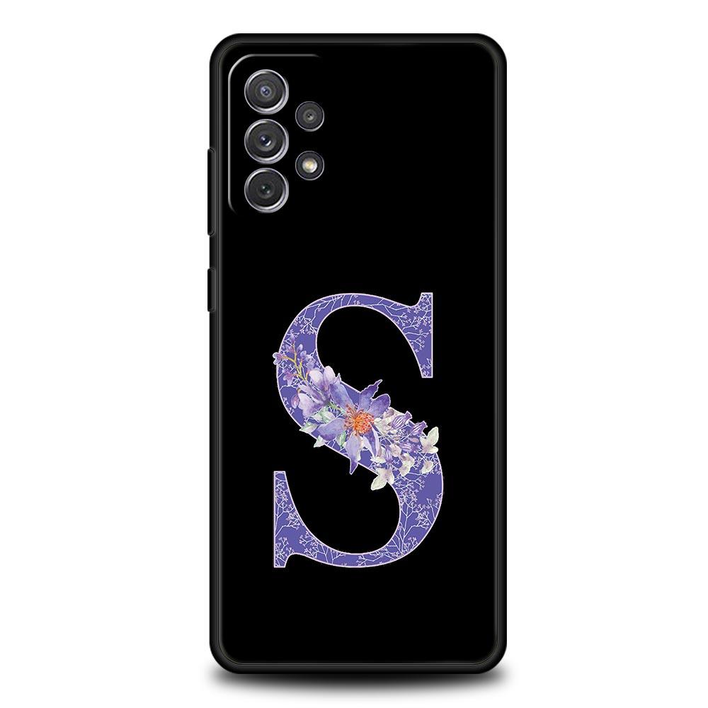 Letters Purple Flower Phone Case For Samsung Galaxy A17 A07 A55 A35 A25 A15 A05 A33 5G A31 A23 A21s A13 A41 A73 A53 A51 A71Cover