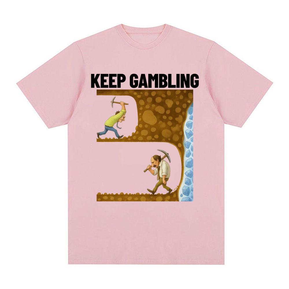 Fun Tshirt Womens Retro Gothic Style Shortsleeved Tshirt Printed with Keep Gambling Savage Graphic T Shirts Personality