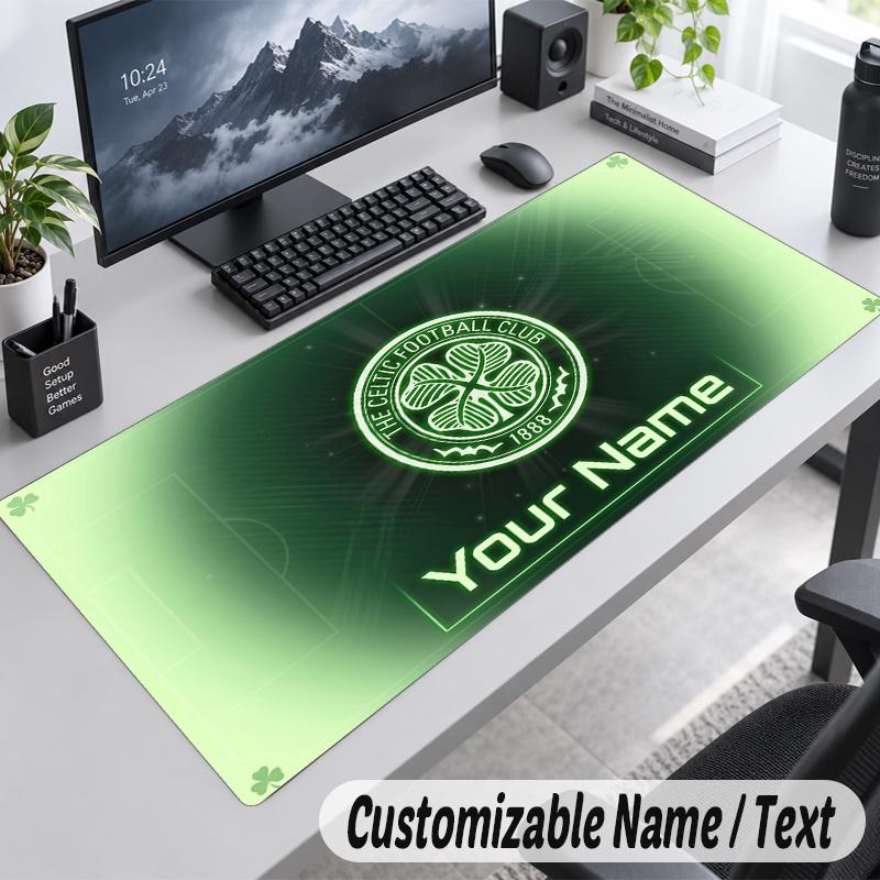 Custom Name Text Mouse Pad Celtic FC Personalized Desk Pad For Work And Gaming