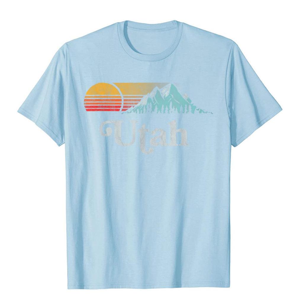 Utah Vintage Mountain Sunset Eighties Retro Graphic TShirt Special Cartoon T Shirt Cotton T Shirt For Unisex Japan Style