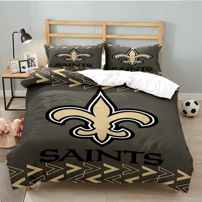 Orleans Saints Logo Bedding Set 3pcs, High Quality Bedding Set Including 1pc Duvet Cover And 2pcs Pillowcases for Bedroom, Dormitory Gift