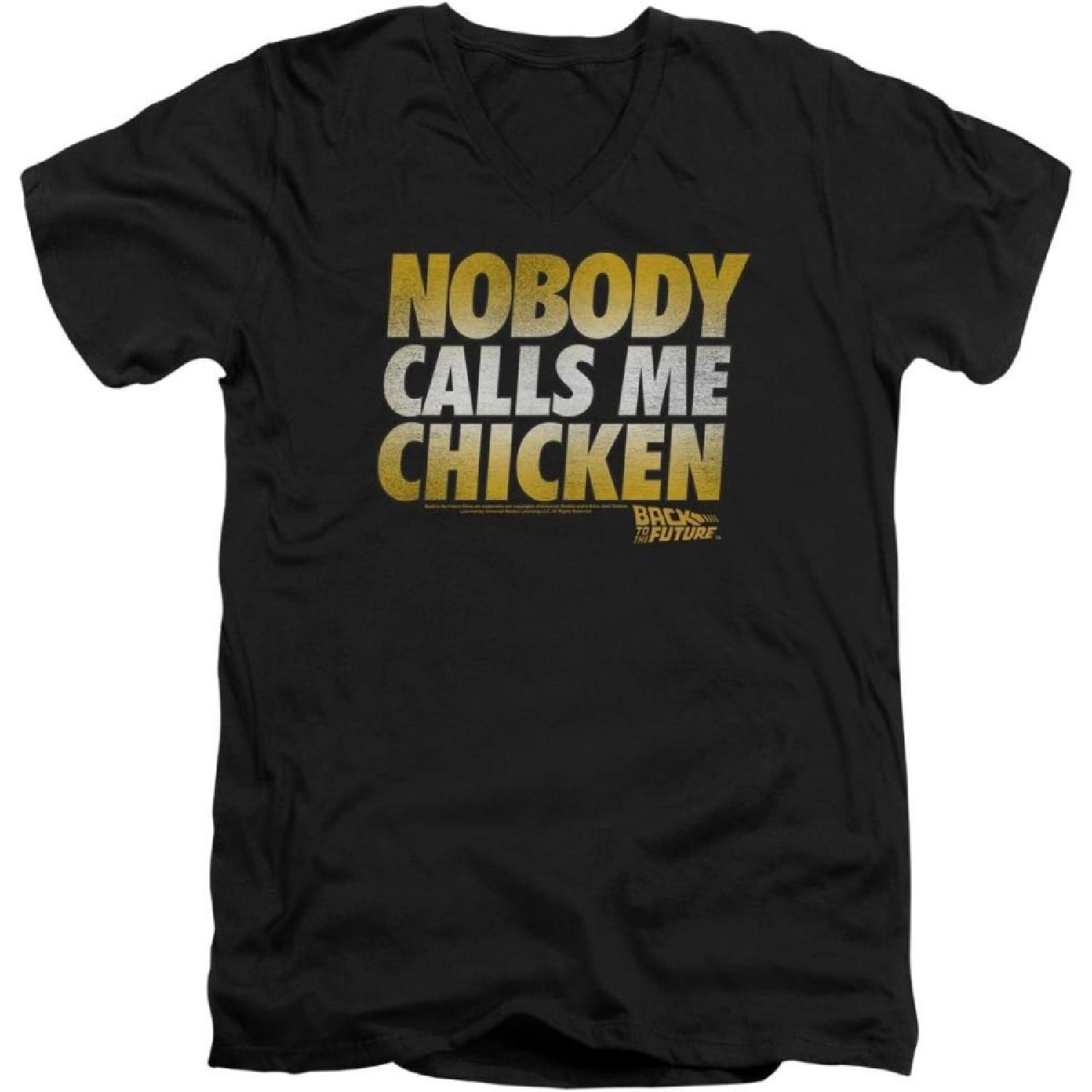 Back To The Future - Mens Chicken V-Neck T-Shirt, Size_ Medium, Color_ Black S