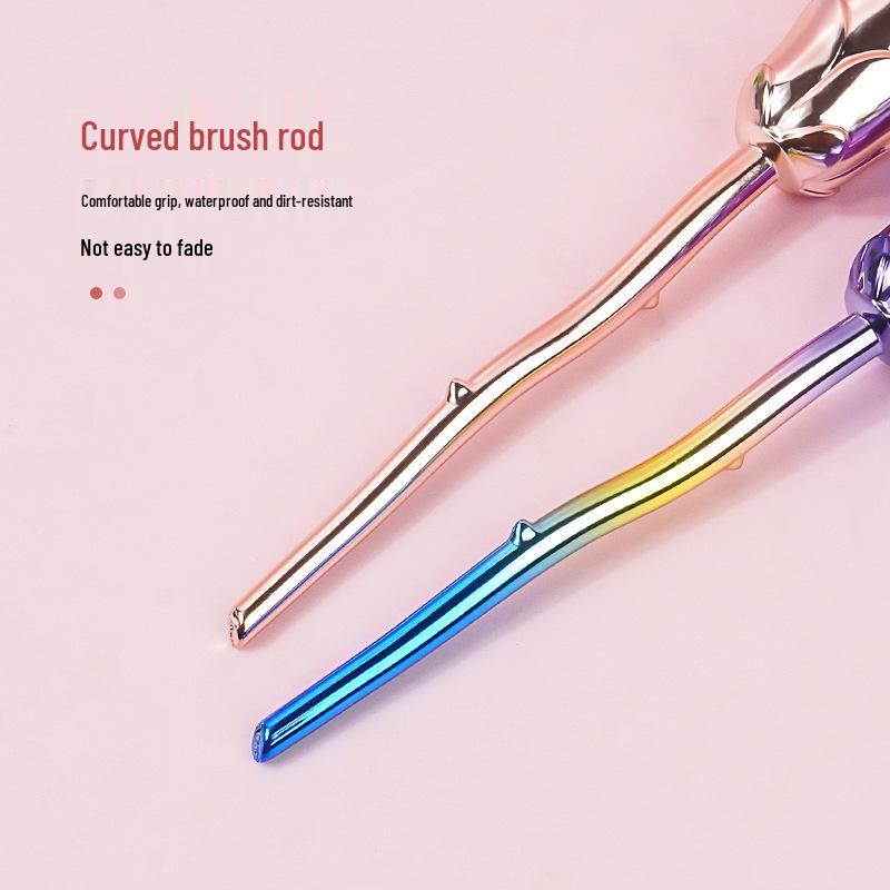 Portable High-End Soft Bristle Makeup Brush - Single Rose Flower Design for Powder and Blush