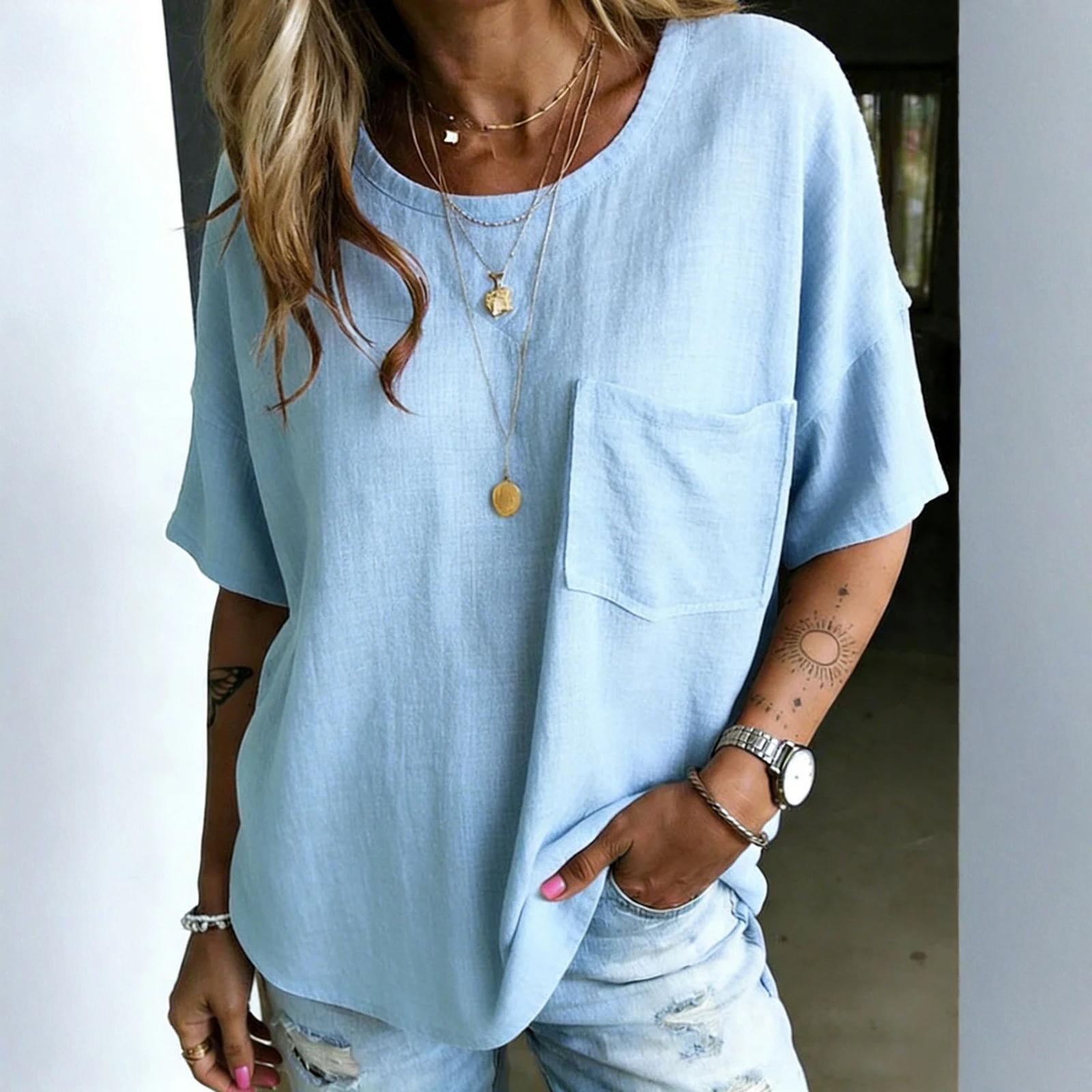 Women s Fashionable Loose Casual Summer Cotton Linen Camisole T-shirt XL