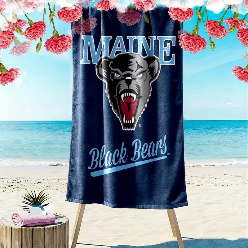 Asciugamano da Spiaggia Stampa Maine Black Bears, Asciugamano Grande Morbido Asciugatura Rapida per Spiaggia Campeggio Nuoto