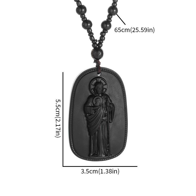Buddhist Imitation Jade Pendant Necklace for Men Women Religious Buddha Accessories Gift