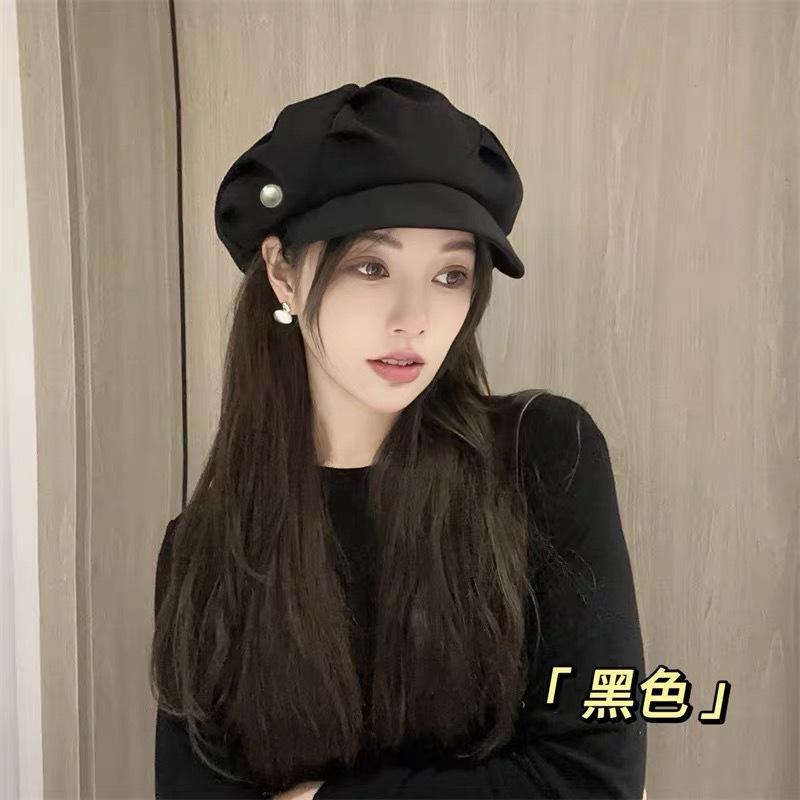 

Berey cloud hat simple and versatile female casual face small warm painter hat windproof big head circumference octagonal hat autumn and winter One Size чёрный