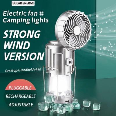 Solare Tragbare Campinglaternen Elektrischer Ventilator 1500mAh LED Solarenergie Hängende Zelt Wiederaufladbare Outdoor Notfalllampe mit Ventilator