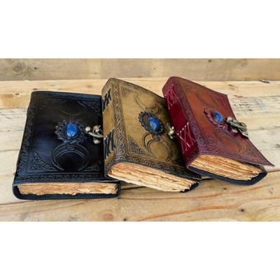 Set Of 3 Leather Journal, Vintage Leather Notebook - Wedding Guest Book